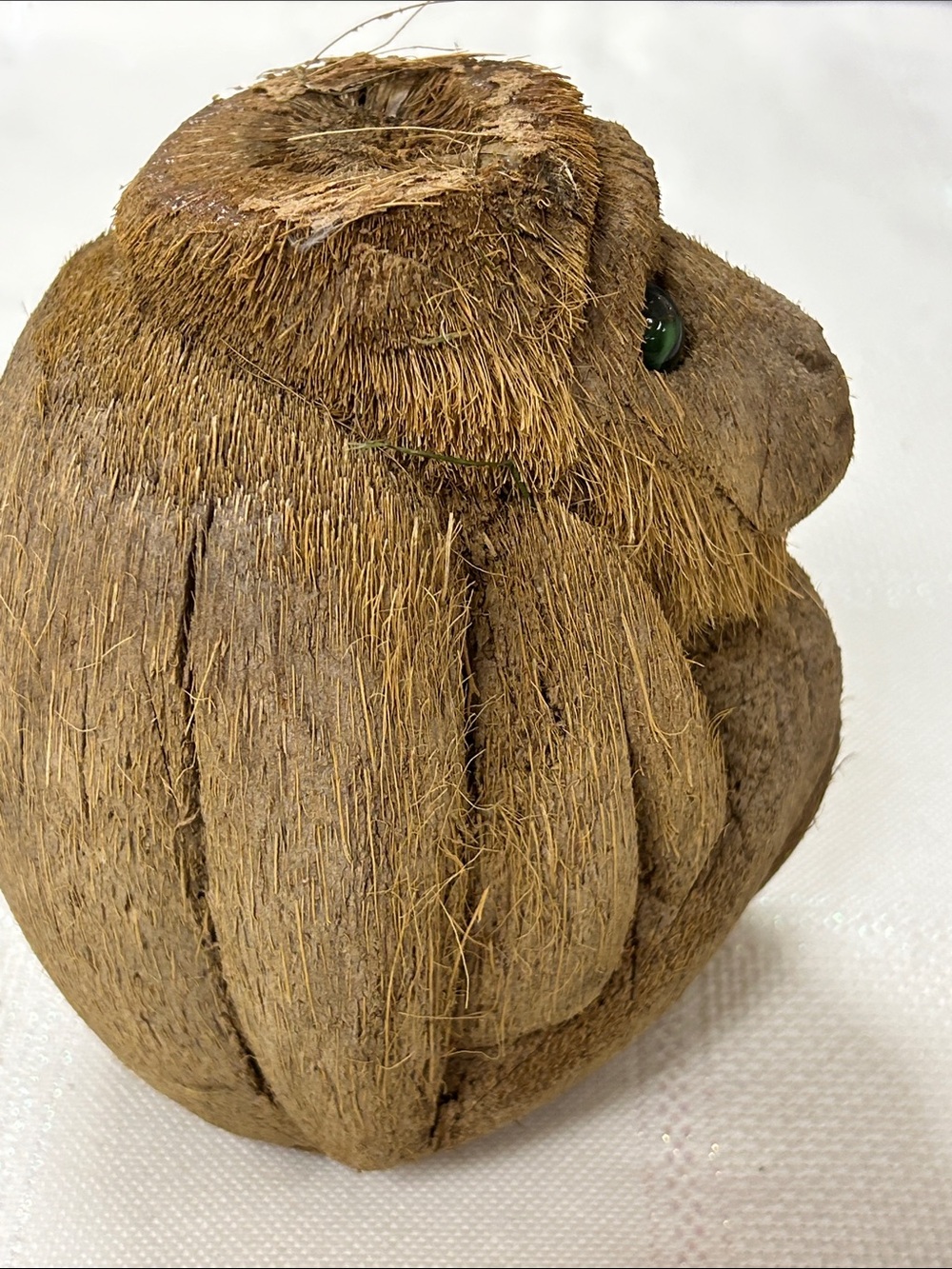 Hand-Carved Coconut Monkey Figurine with Glass Eyes image 5